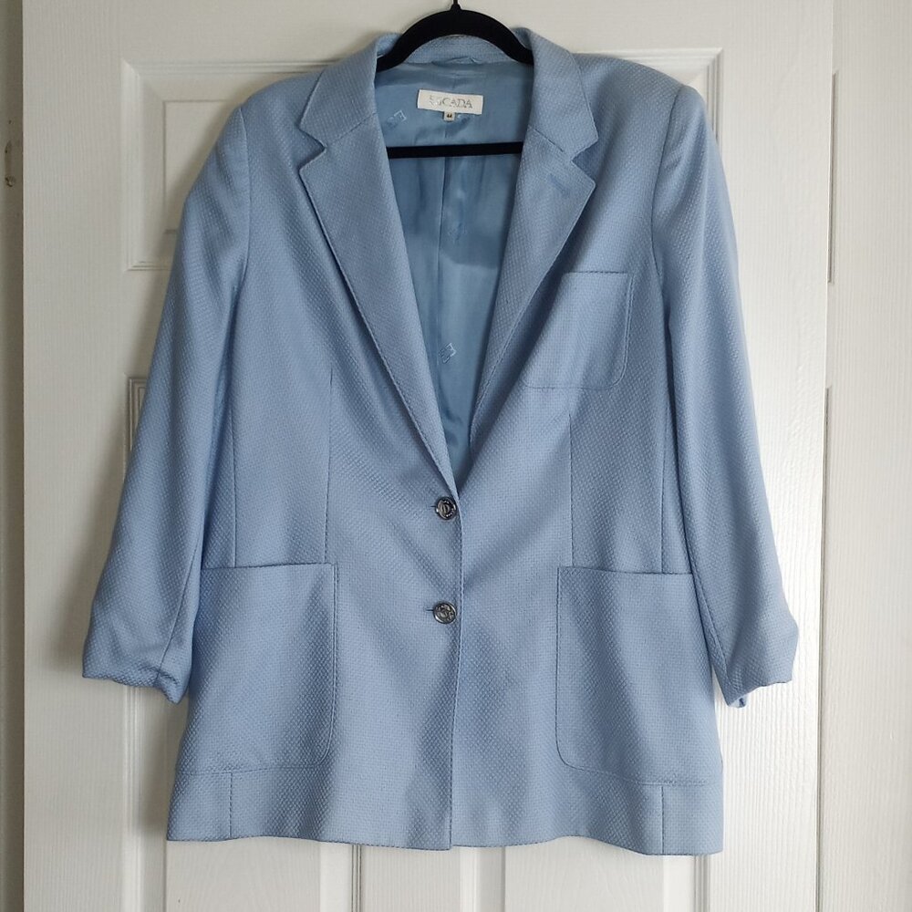 Escada Zegna Light Blue 100% Cashmere Two Button Suit Jacket Blazer